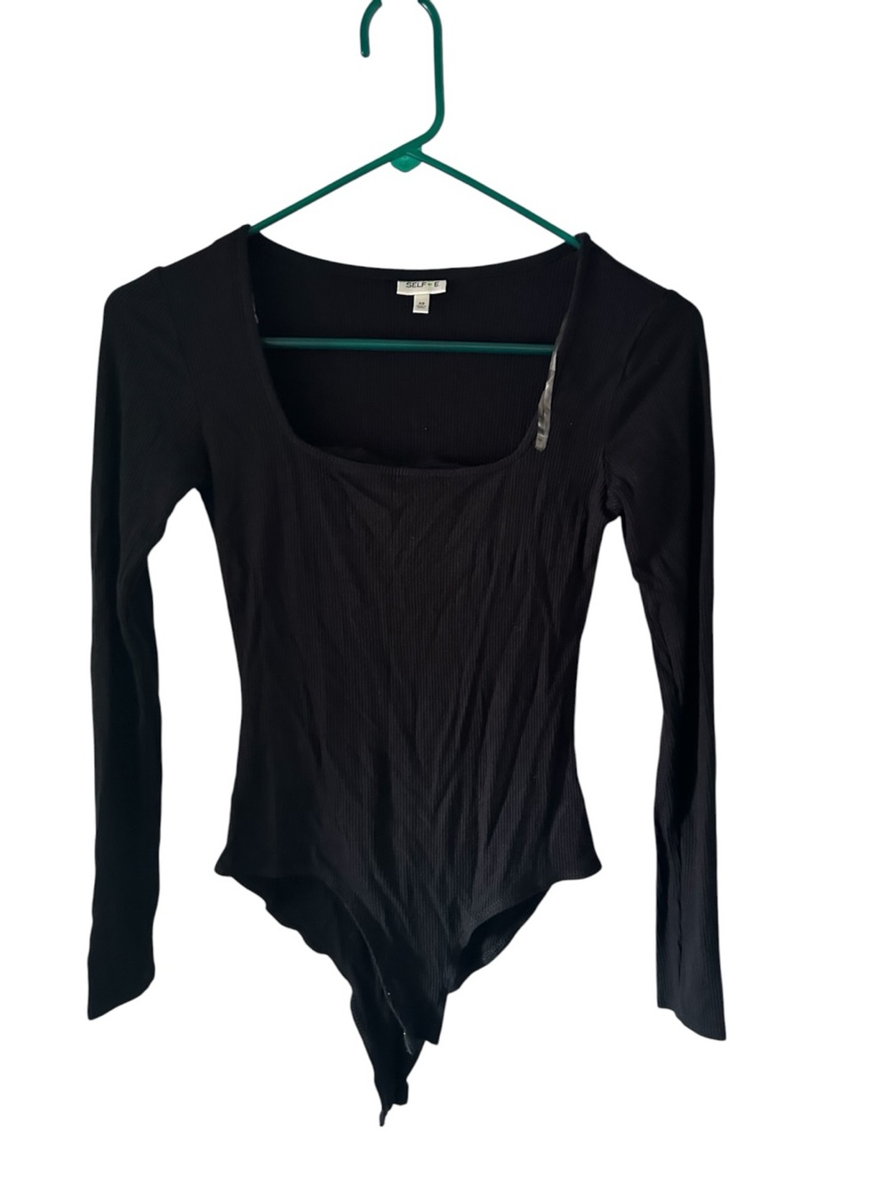 Self💛 E Long-Sleeve Square-Neck Bodysuit - Black